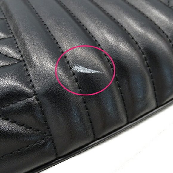 GUCCI Bag Women's Chain Shoulder Tote Leather GG Marmont Black 681483 - Picture 12 of 16